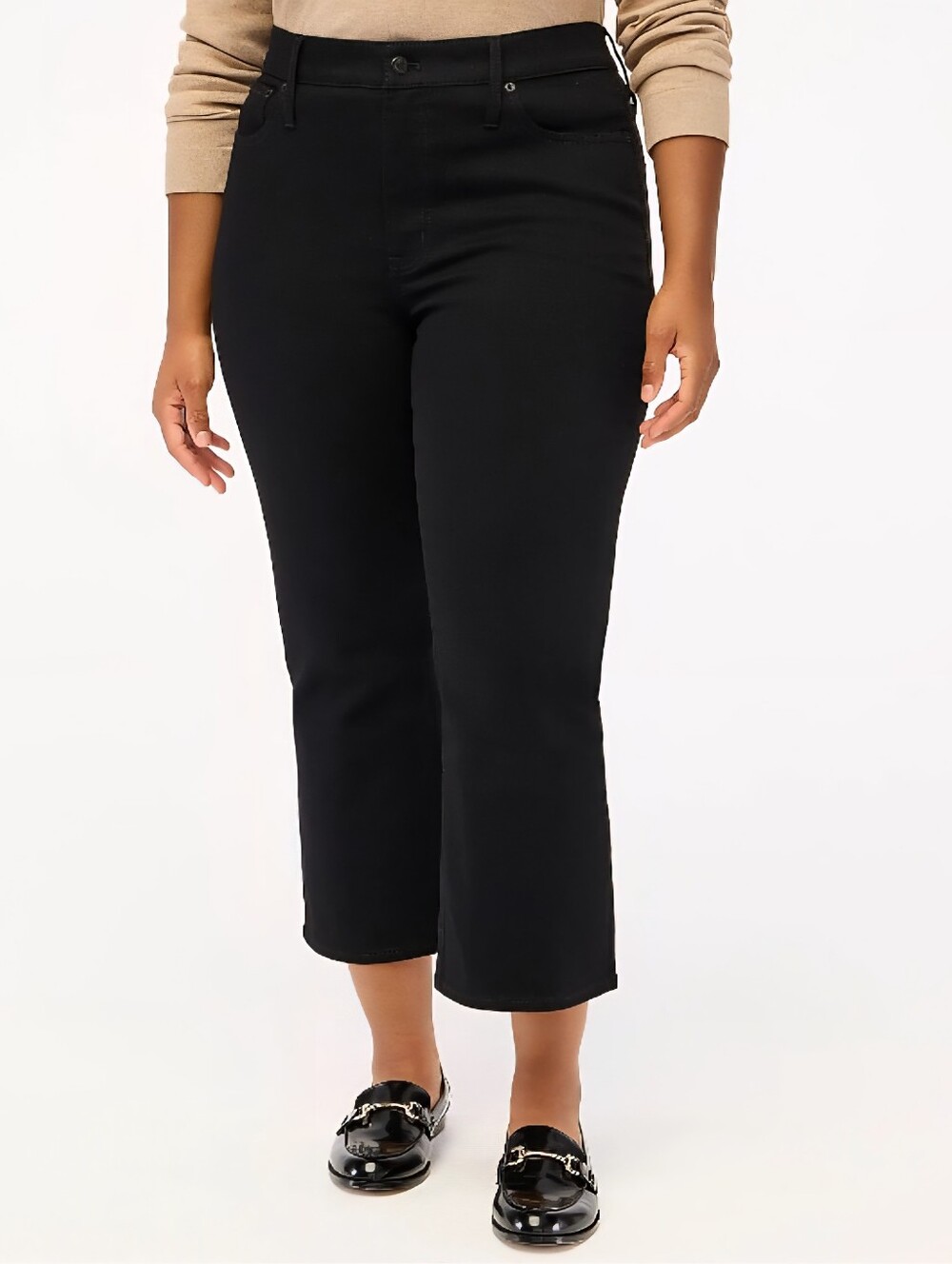 J. Crew Flare crop black jean in all-day stretch